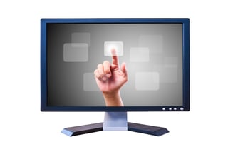 Computer monitor with admin's hand