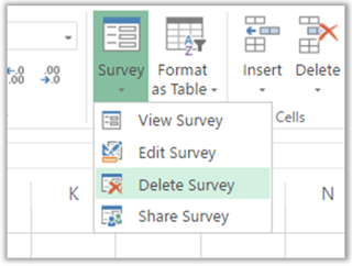 Survey menu in Excel