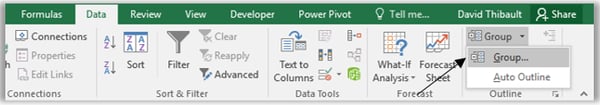 Group columns and rows in Excel to hide and unhide them