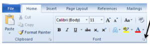 Font dialog box launcher