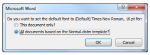 Set as default dialog box