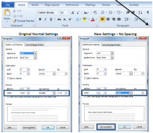 Paragraph dialog box settings comparison