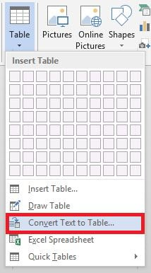 Convert Text to Tables