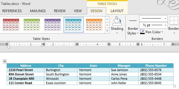 Word: Convert a List to a Table