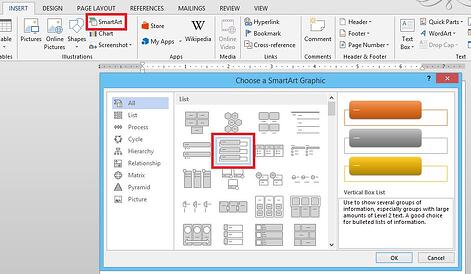 escolha um gráfico SmartArt