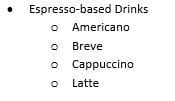 Bulleted List sub bullets