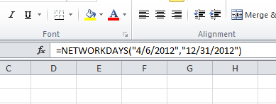 Excel formula for networkdays