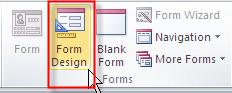 Form design button on the menu
