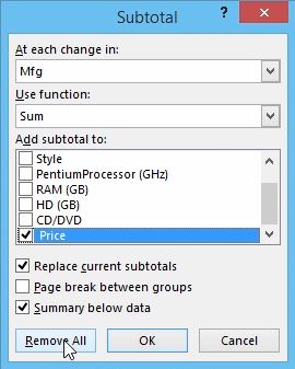 subtotalsremove