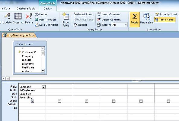 Query Design View