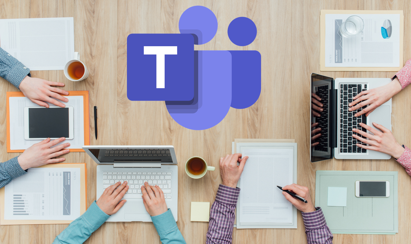 Coworkers working with Microsoft Teams