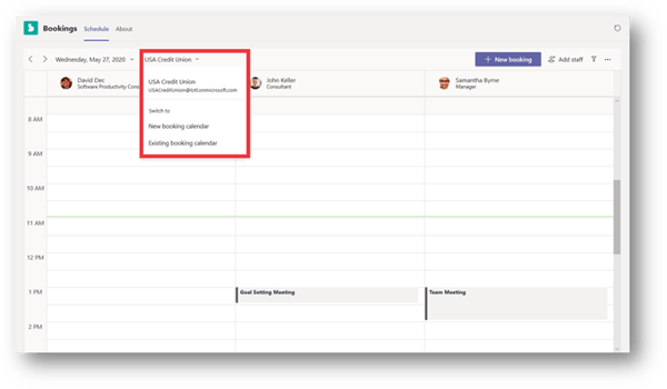 Switch Bookings Calendars