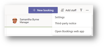 Launching the Bookings App from within Teams