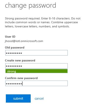 cannot reset office 365 password