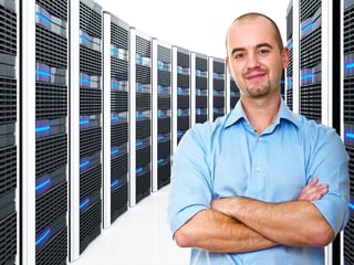 Man standing in data center