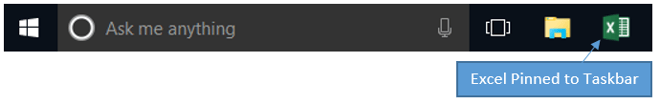 Excel is pinned to the taskbar