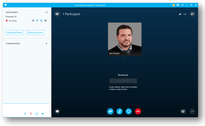 Skype Meeting Broadcast Team Member Interface