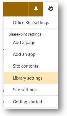 Sharepoint document library settings