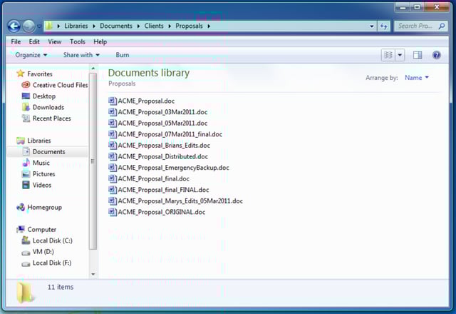 screenshot of version control nightmare