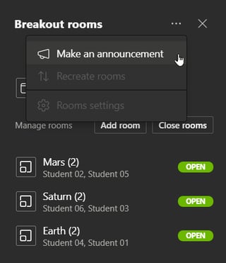 Making an Announcement in Breakout Rooms