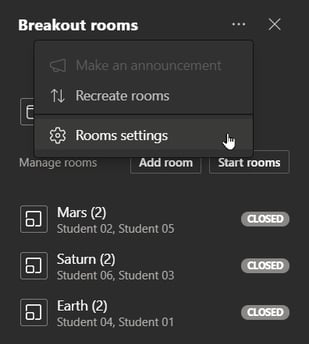 Editing Breakout Rooms Settings
