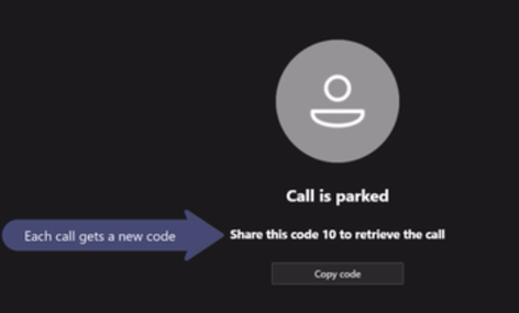 Microsoft 365 Phone System - Parking a Call