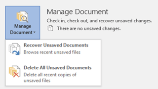 click Recover Unsaved Documents in the drop-down list