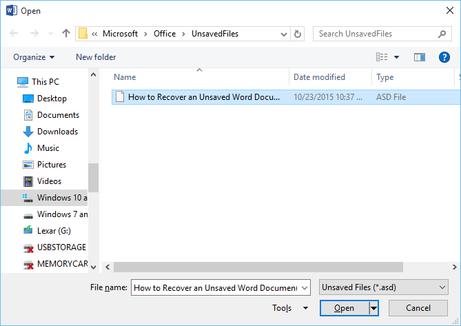 recover word document saved over 2016