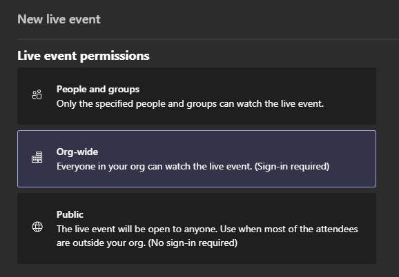 Live Event Permissions