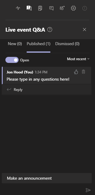 Live Event Chat Box