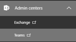 Teams admin center menu