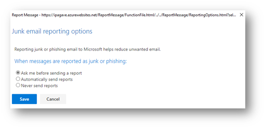 Junk Email Reporting Options