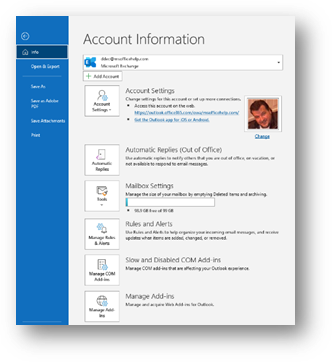 How to Delegate Your Outlook Email and Calendar - Account Information