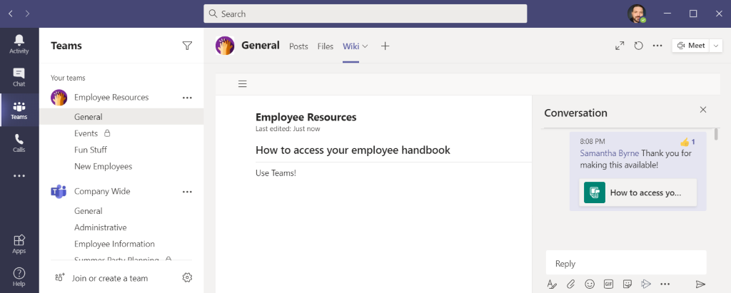 Wiki Tabs within Microsoft Teams
